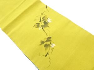 リサイクル　手織り紬手描き花模様袋帯